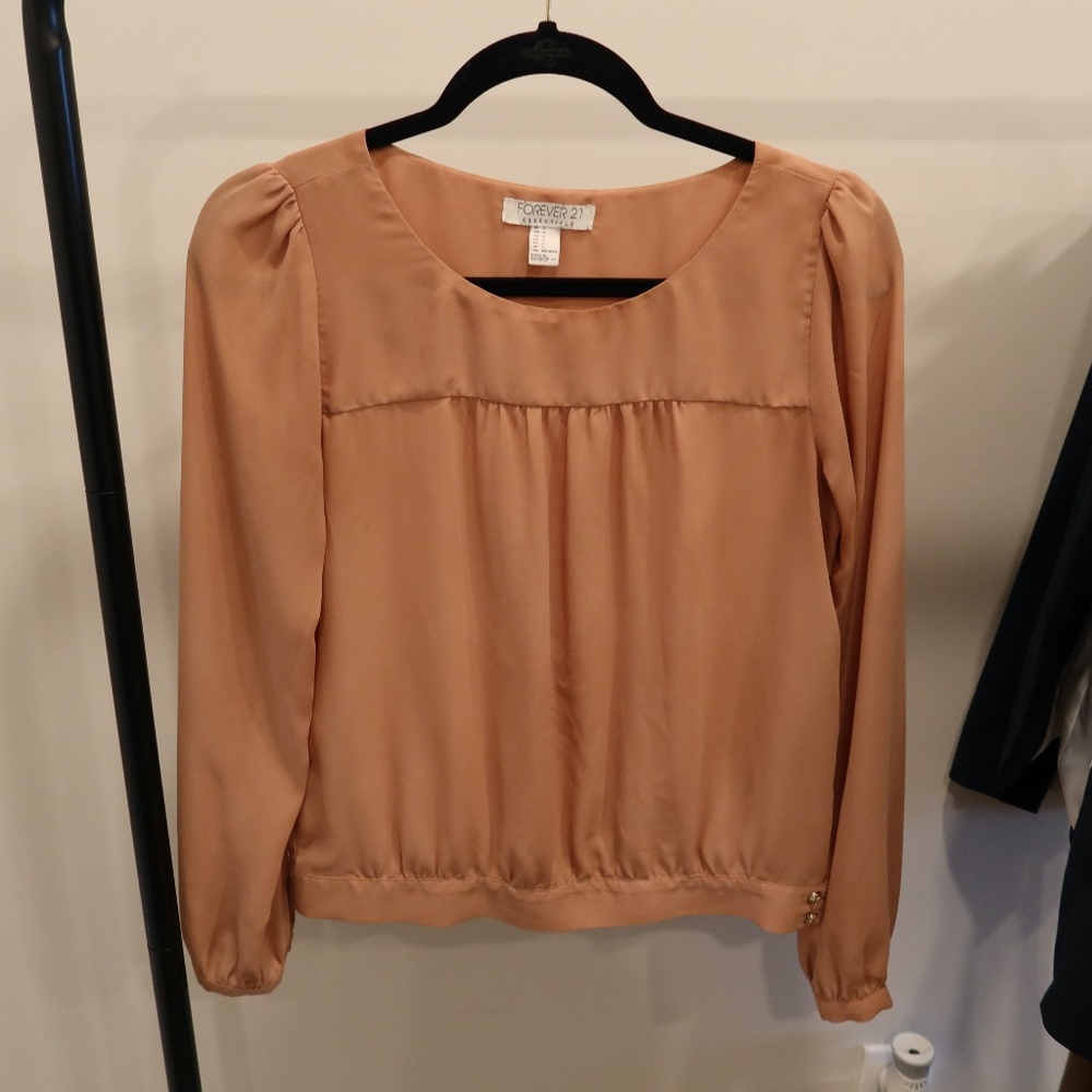 Pink Blouse with Gold Buttons